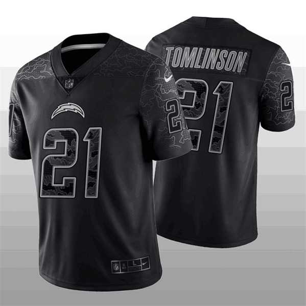 Mens Los Angeles Chargers #21 LaDainian Tomlinson Black Reflective Limited Stitched Football Jersey->los angeles chargers->NFL Jersey